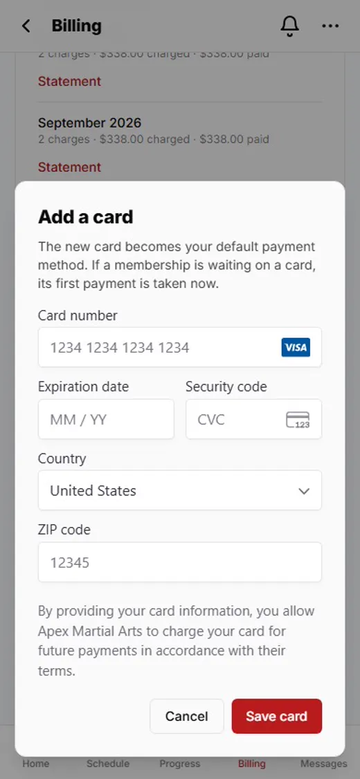 Step 2: Tap Add a card
