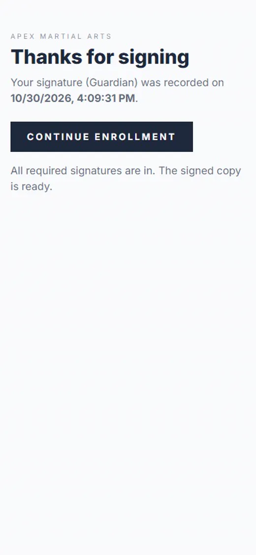 Step 4: Tick both boxes, tap Sign waiver