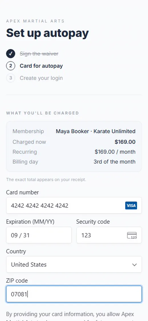 Step 8: Your card details