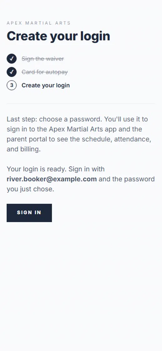 Step 11: Tap Create my login