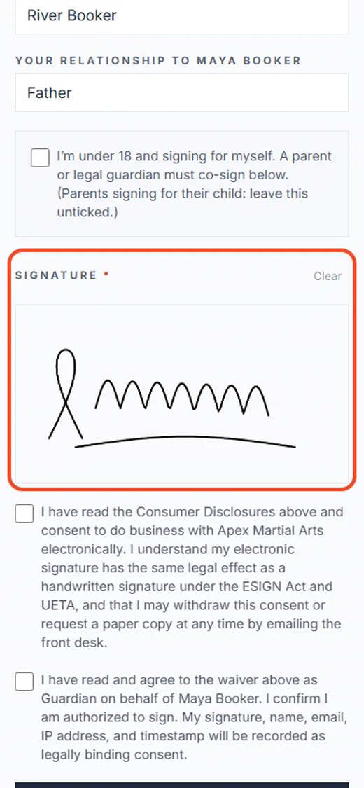 Step 6: Sign with your finger