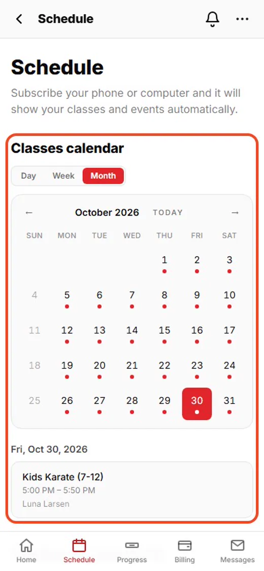 Step 2: Your month at a glance